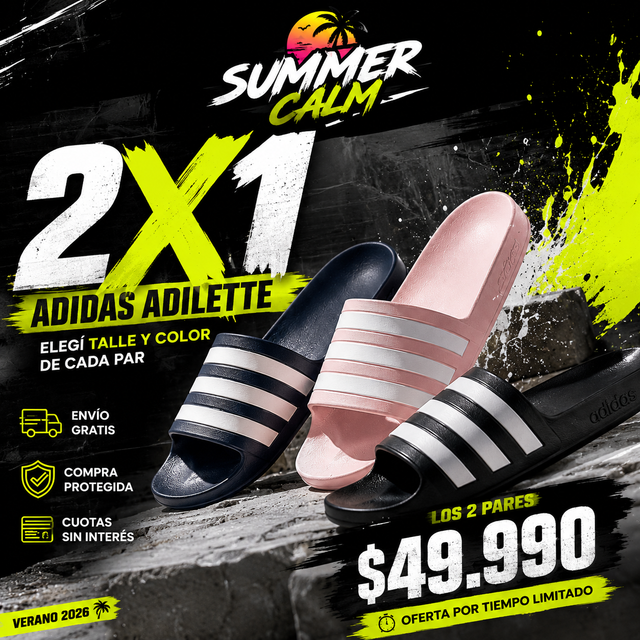 2X1 ADIDAS ADILETTE