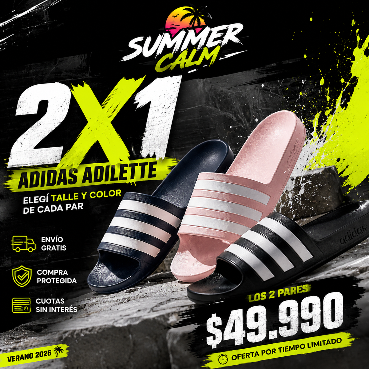 2X1 ADIDAS ADILETTE